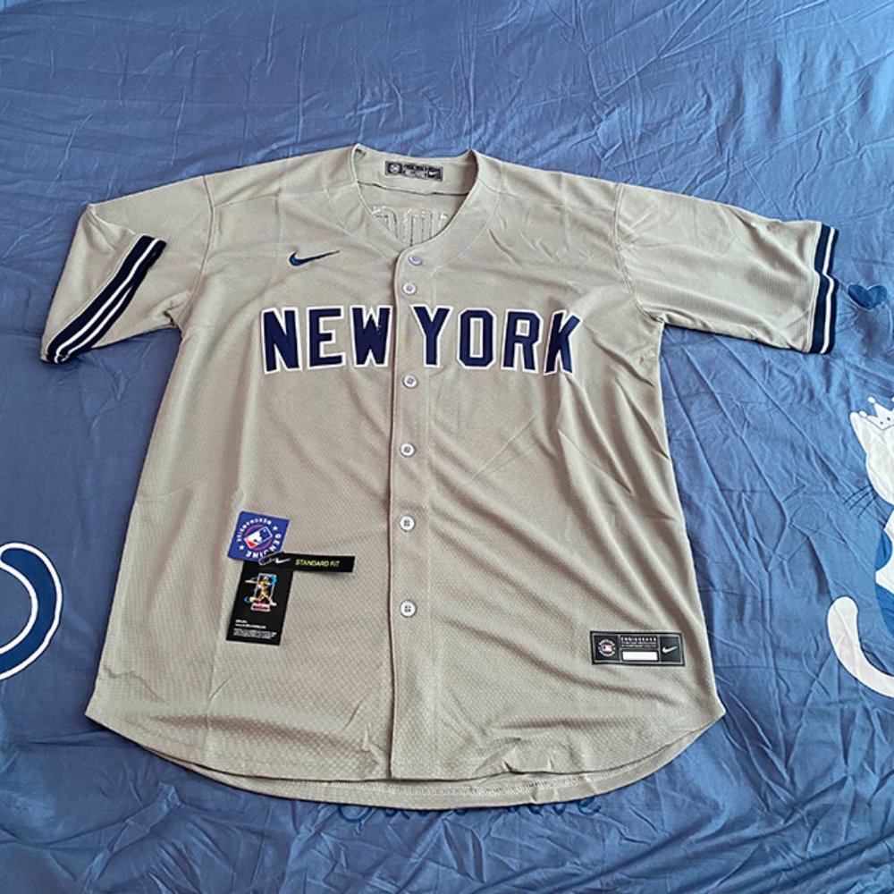 New York Yankees Baseball Jersey #2 Jeter Jersey Nike MLB Gray
